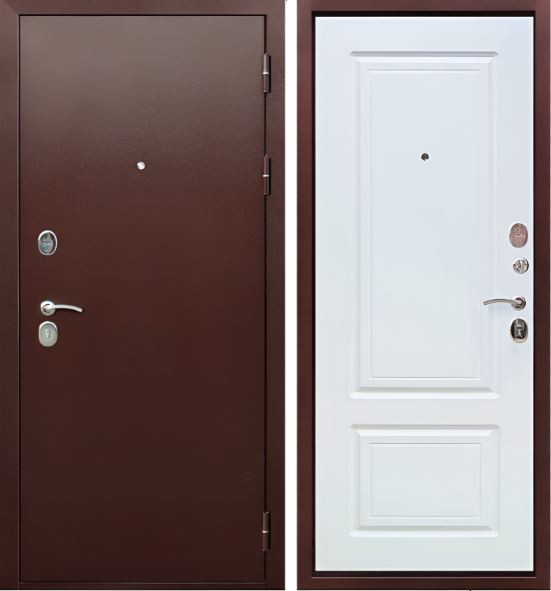 Дверь входная металлическая Тайга 9 см Медный антик/ Белый клён