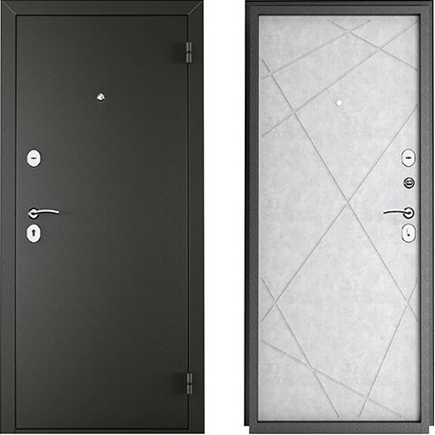 Дверь входная металлическая Диагональ Букле графит/ бетон снежный