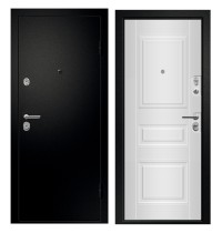 Дверь входная металлическая МЕДЕЯ 311 (без накатки) Силк сноу 216/Сатин чёрный
