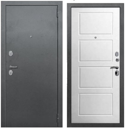 Дверь входная металлическая 2К Стандарт Лофт белый, Антик серебро темное 