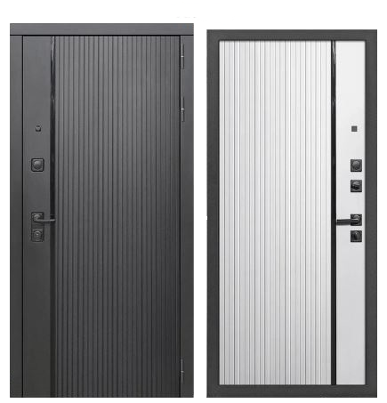 Дверь входная металлическая Алегро чёрный муар с блестками Чёрный кварц /Белый софт 