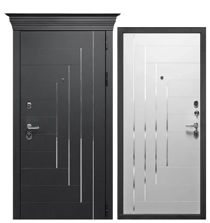 Дверь входная металлическая Вито с капителью Чёрный кварц/софт белый 
