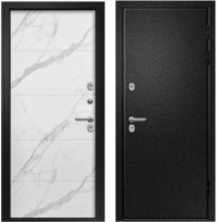 Дверь входная металлическая ВЕСТА (ТЕРМО) Мрамор светлый/Букле чёрный 